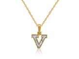 White Diamond Accent 10k Yellow Gold V Initial Pendant With 18” Rope Chain