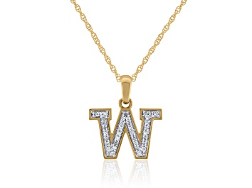 Picture of White Diamond Accent 10k Yellow Gold W Initial Pendant With 18” Rope Chain