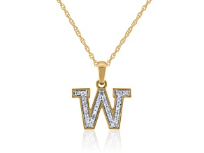 White Diamond Accent 10k Yellow Gold W Initial Pendant With 18” Rope Chain
