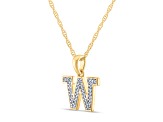 White Diamond Accent 10k Yellow Gold W Initial Pendant With 18” Rope Chain