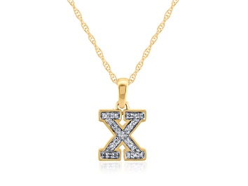 Picture of White Diamond Accent 10k Yellow Gold X Initial Pendant With 18” Rope Chain
