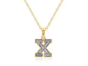 White Diamond Accent 10k Yellow Gold X Initial Pendant With 18” Rope Chain