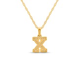 White Diamond Accent 10k Yellow Gold X Initial Pendant With 18” Rope Chain