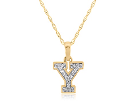 White Diamond Accent 10k Yellow Gold Y Initial Pendant With 18” Rope Chain