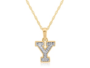 White Diamond Accent 10k Yellow Gold Y Initial Pendant With 18” Rope Chain
