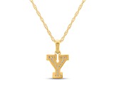 White Diamond Accent 10k Yellow Gold Y Initial Pendant With 18” Rope Chain