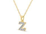 White Diamond Accent 10k Yellow Gold Z Initial Pendant With 18” Rope Chain