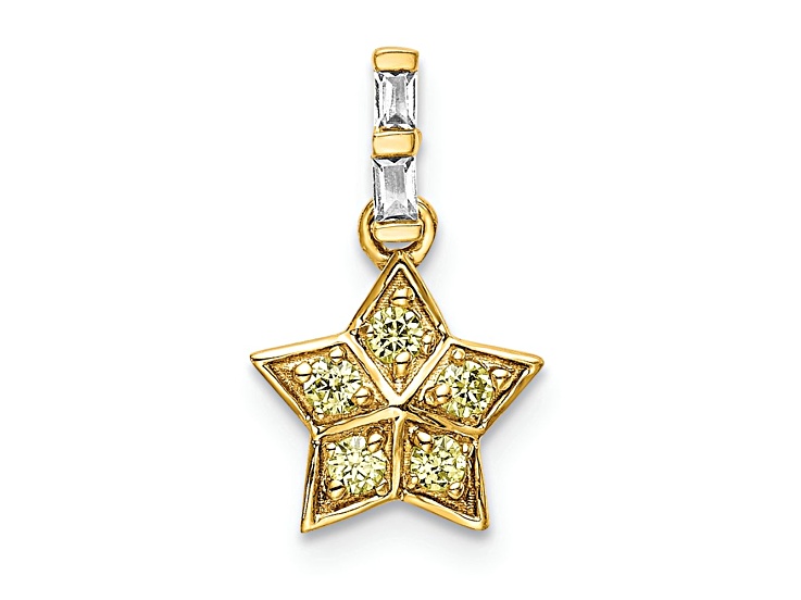 14k Yellow Gold Diamond and Yellow Sapphire Star Pendant