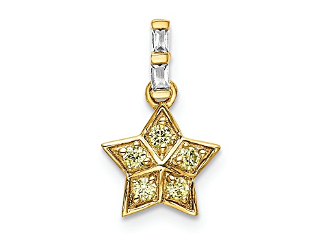 14k Yellow Gold Diamond and Yellow Sapphire Star Pendant