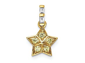 14k Yellow Gold Diamond and Yellow Sapphire Star Pendant