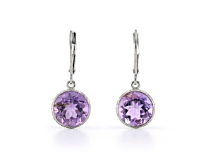 Purple Round Amethyst Sterling Silver Earrings 6ctw