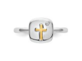 14K Yellow Gold Over Sterling Silver Cross Stackable Expressions Diamond Ring 0.015ctw