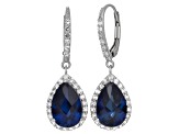 Lab Created Blue Sapphire Sterling Silver Dangle Earrings 9.12ctw