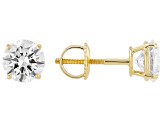 14K Yellow Gold Round IGI Certified Lab Grown Diamond Stud Earrings 2.0ctw, F Color/VS2 Clarity