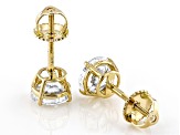 14K Yellow Gold Round IGI Certified Lab Grown Diamond Stud Earrings 2.0ctw, F Color/VS2 Clarity