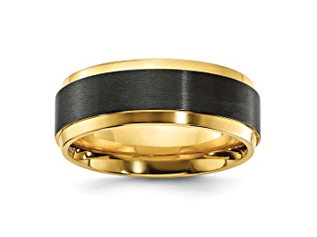 Picture of Black Zirconium Polished Yellow IP-plated with Brushed Center 8mm Band