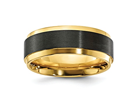 Black Zirconium Polished Yellow IP-plated with Brushed Center 8mm Band