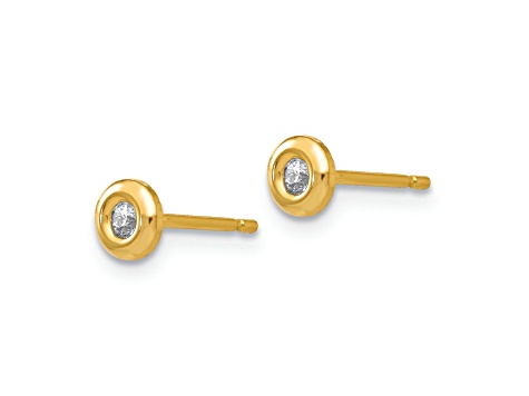 14k Yellow Gold 4mm Polished Cubic Zirconia Stud Earrings