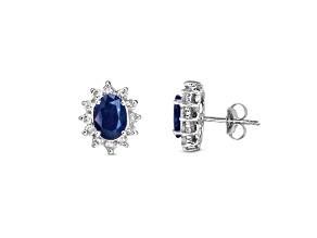 2.27ctw Oval Sapphire and Diamond Earrings in 14k White Gold