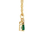 6x4mm Pear Shape Emerald with Diamond Accents 14k Yellow Gold Pendant With Chain