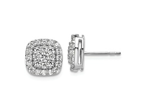 Rhodium Over 14K White Gold Lab Grown Diamond SI1/SI2, G H I, Squared Halo Post Earrings