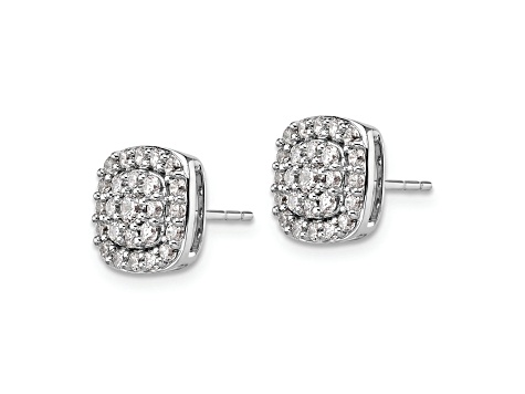 Rhodium Over 14K White Gold Lab Grown Diamond SI1/SI2, G H I, Squared Halo Post Earrings