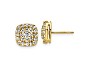 14K Yellow Gold Lab Grown Diamond SI1/SI2, G H I, Squared Halo Post Earrings