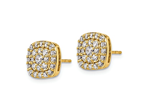 14K Yellow Gold Lab Grown Diamond SI1/SI2, G H I, Squared Halo Post Earrings