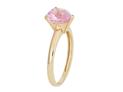 Lab Created Pink Sapphire 10K Yellow Gold Heart Ring 2.15ctw