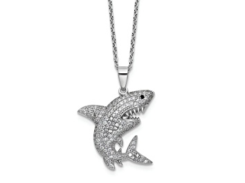 Picture of Rhodium Over Sterling Silver Lab Created Black Spinel Cubic Zirconia Shark