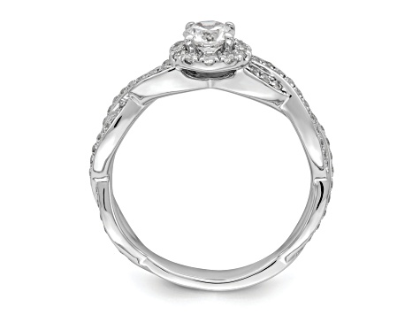 Rhodium Over 14K White Gold Diamond Round Engagement Ring 0.75ctw