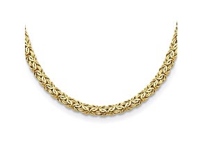 18K Yellow Gold 9.5mm Sapphire Byzantine 18-inch Necklace With Sapphire in the clasp.