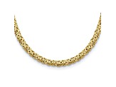 18K Yellow Gold 9.5mm Sapphire Byzantine 18-inch Necklace With Sapphire in the clasp.