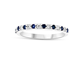 Picture of 0.35ctw Sapphire and Diamond Wedding Band Ring in 14k White Gold