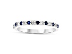 Sapphire and Diamond 14k White Gold Anniversary Style Band Ring 0.35ctw