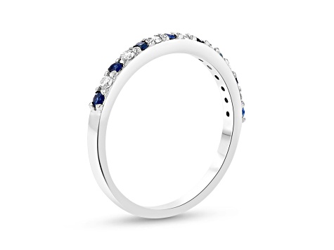 Sapphire and Diamond 14k White Gold Anniversary Style Band Ring 0.35ctw