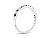 0.35ctw Sapphire and Diamond Wedding Band Ring in 14k White Gold