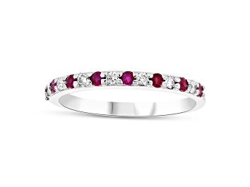 Picture of 0.35ctw Ruby and Diamond Band Ring in 14k White Gold