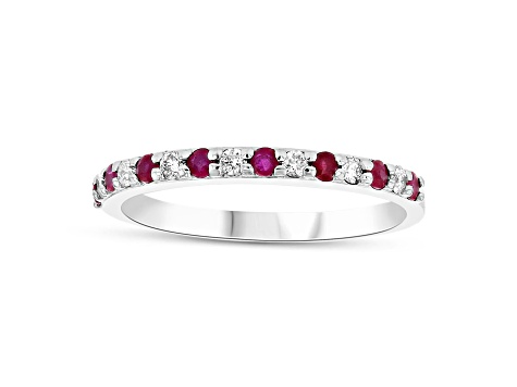 0.35ctw Ruby and Diamond Band Ring in 14k White Gold