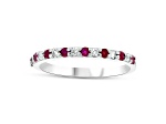 Ruby and Diamond 14k White Gold Anniversary Band Ring 0.35ctw