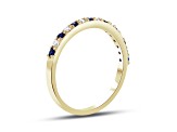 Sapphire and Diamond 14k Yellow Gold Anniversary Band Ring 0.35ctw