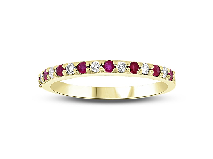 Ruby and Diamond 14k Yellow Gold Anniversary Band Ring 0.35ctw - 17195H ...