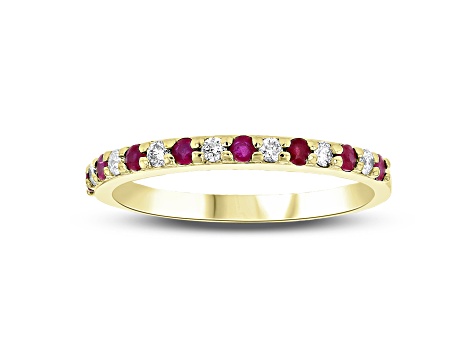 Ruby and Diamond 14k Yellow Gold Anniversary Band Ring 0.35ctw