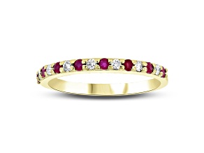 Ruby and Diamond 14k Yellow Gold Anniversary Band Ring 0.35ctw