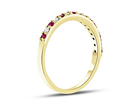Ruby and Diamond 14k Yellow Gold Anniversary Band Ring 0.35ctw - 17195H ...