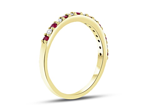 Ruby and Diamond 14k Yellow Gold Anniversary Band Ring 0.35ctw