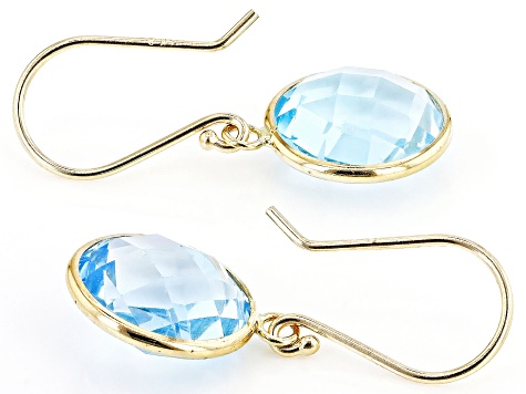 Blue Topaz 14k Yellow Gold Dangle Earrings 10.00ctw