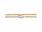 14k Gold Plated over Sterling Silver with Genuine Freshwater Pearl Double Layer Bracelet