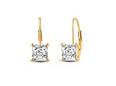 White Cubic Zirconia 14k Yellow Gold Earrings With Velvet Gift Box 2.00ctw