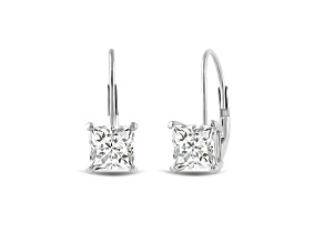 White Cubic Zirconia 14k White Gold Earrings With Velvet Gift Box 2.00ctw